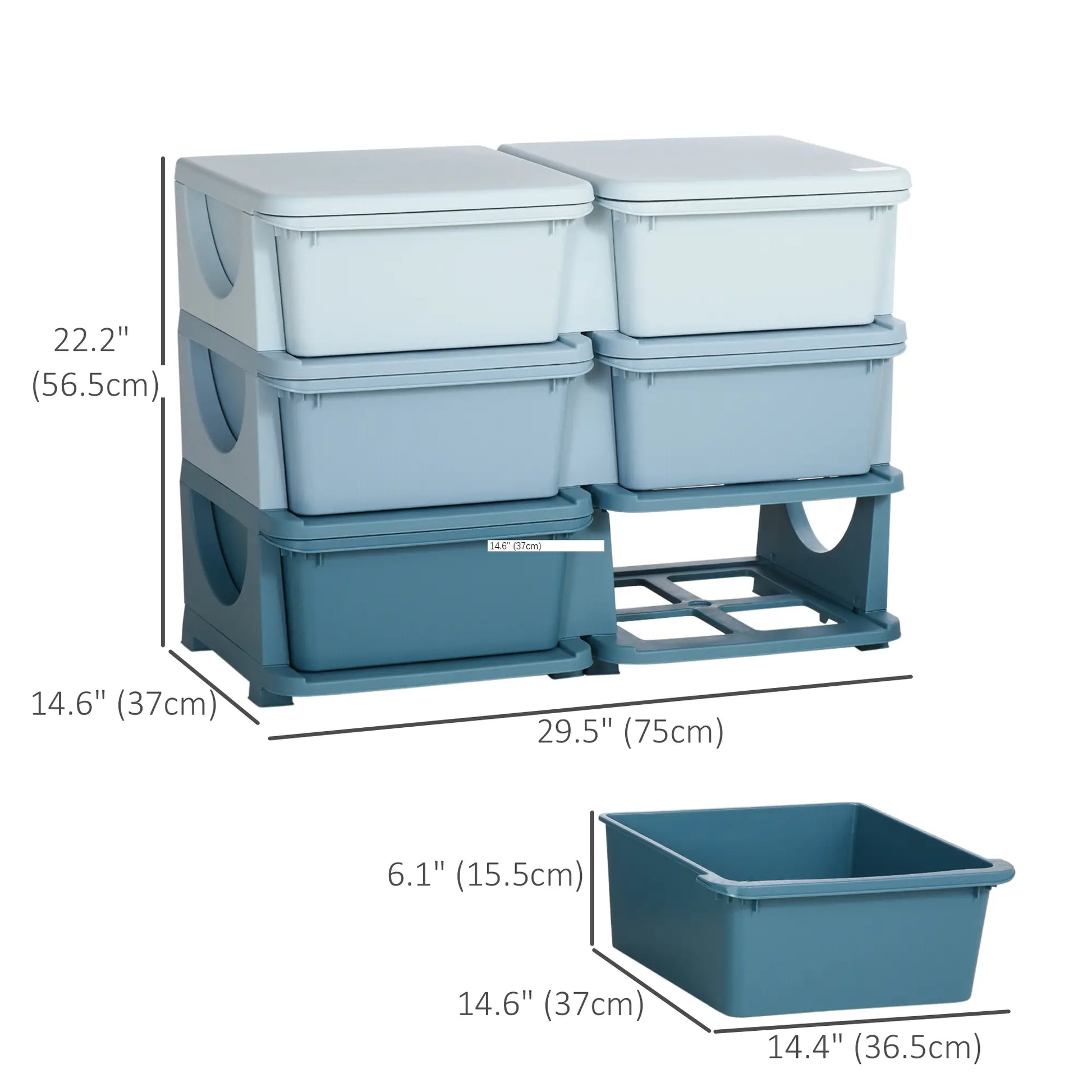 3 Tier Kids Toy Organizer, 6 Plastic Drawers, Blue Baby & Kids Storage at Gallery Canada