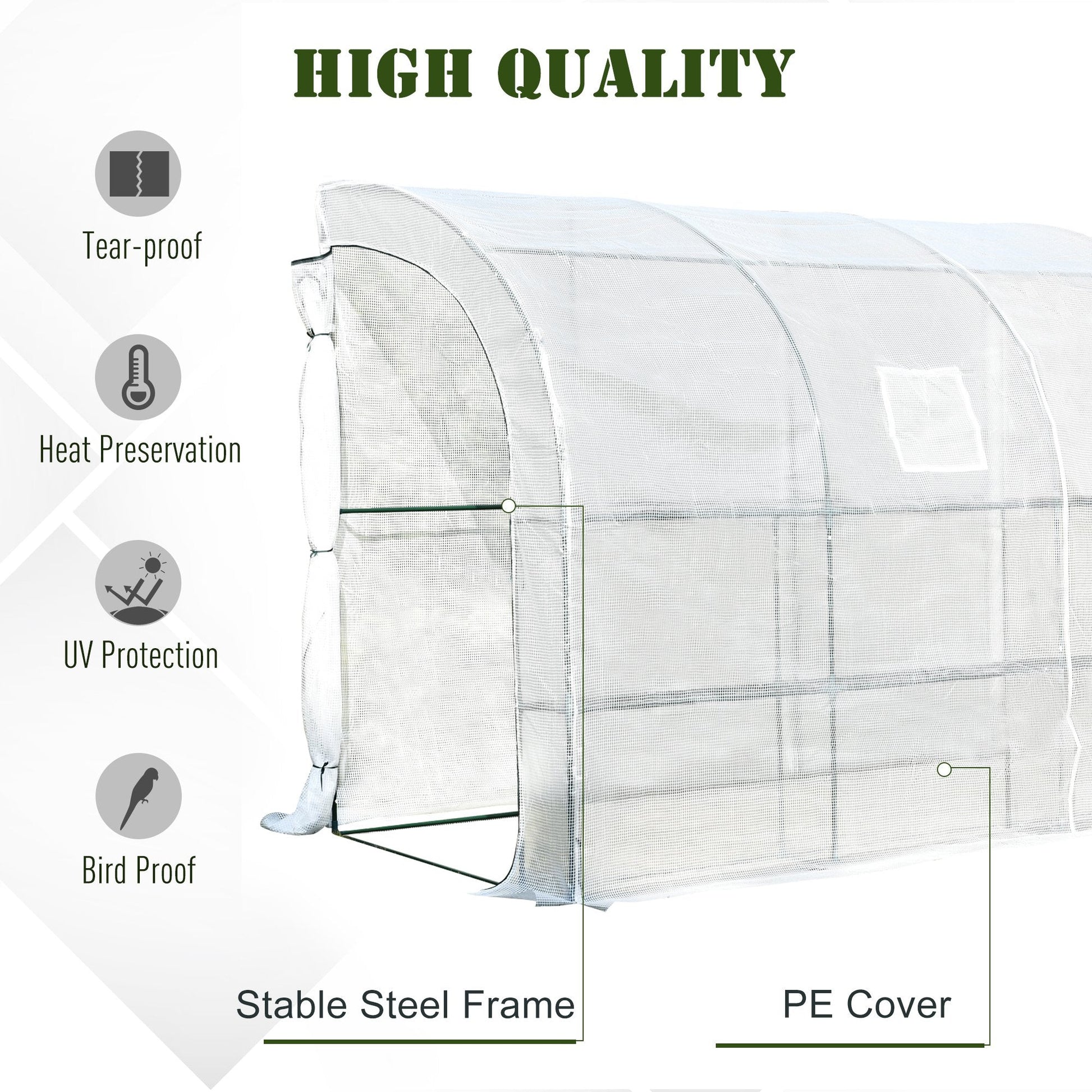 Walk-in Wall Lean-to Greenhouse, 10' x 5' x 7' Outdoor Gardening Green House with PE Cover, Windows, Shelves and 2 Zipper Doors, Clear - Gallery Canada