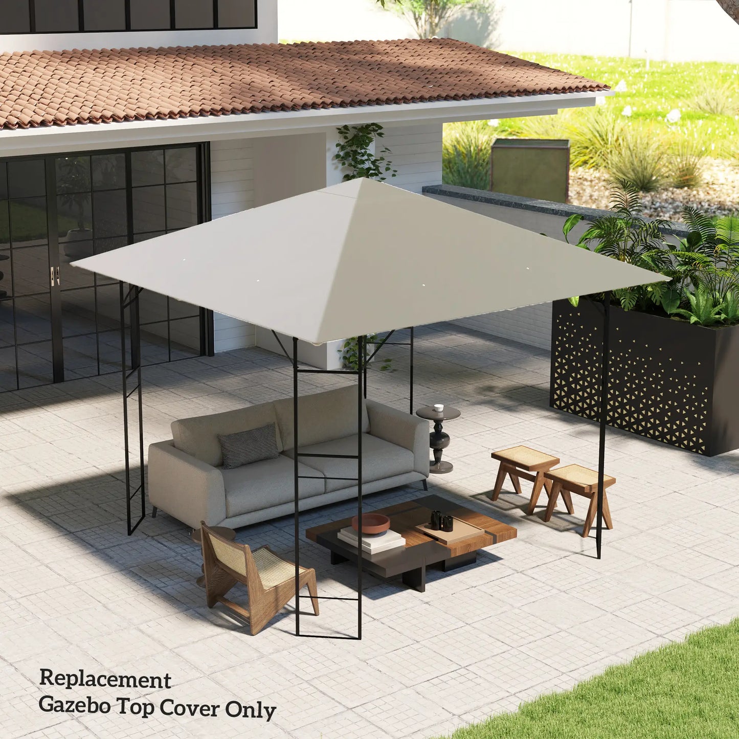 10' x 10' Gazebo Replacement Cover, UPF30+, Grey Gazebo Canopy Replacement at Gallery Canada