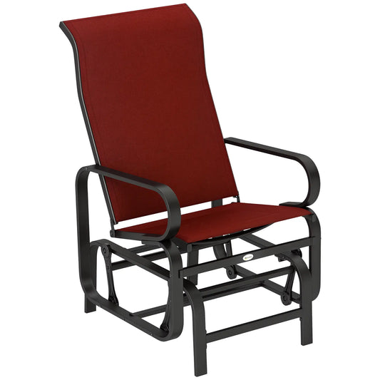 Outdoor Glider Chair, Breathable Mesh Fabric, Patio Garden Seat, Wine Red Outdoor Gliders Black, Wine Red at Gallery Canada