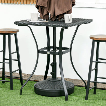 34 Inch Outdoor Wicker Dining Table, PE Rattan Coffee Table, Black Patio Side Tables at Gallery Canada