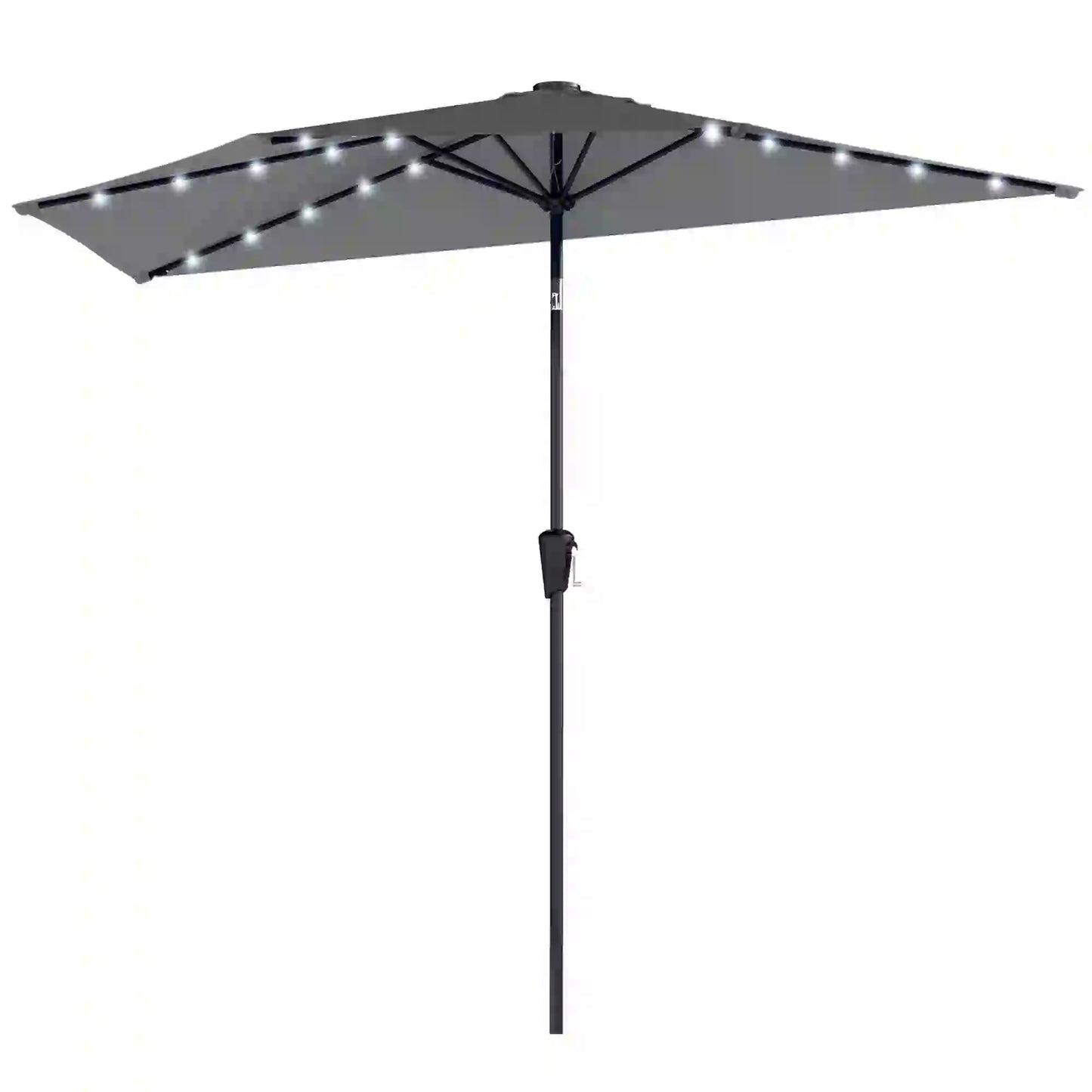 Half Patio Umbrella With Solar LED Lights, 9ft, Dark Grey Half Round Umbrellas at Gallery Canada