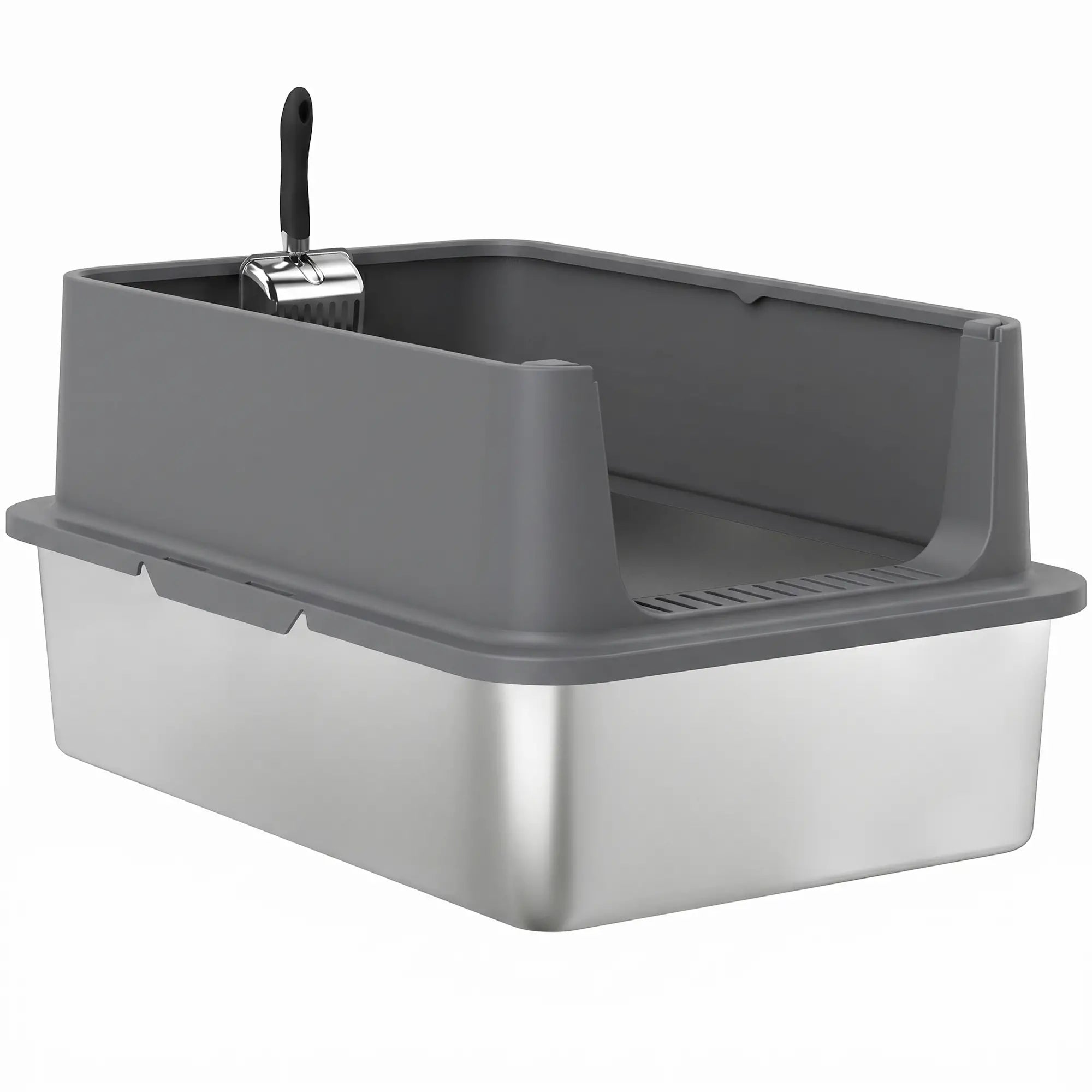 XL Stainless Steel Cat Litter Box, High Wall, Odor Free, Steel Cat Litter Box Enclosures Dark Grey, Stainless Steel at Gallery Canada