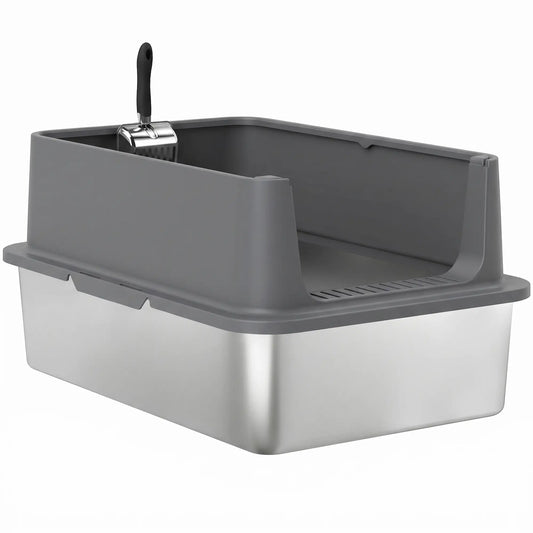 XL Stainless Steel Cat Litter Box, High Wall, Odor Free, Steel Cat Litter Box Enclosures Dark Grey, Stainless Steel at Gallery Canada