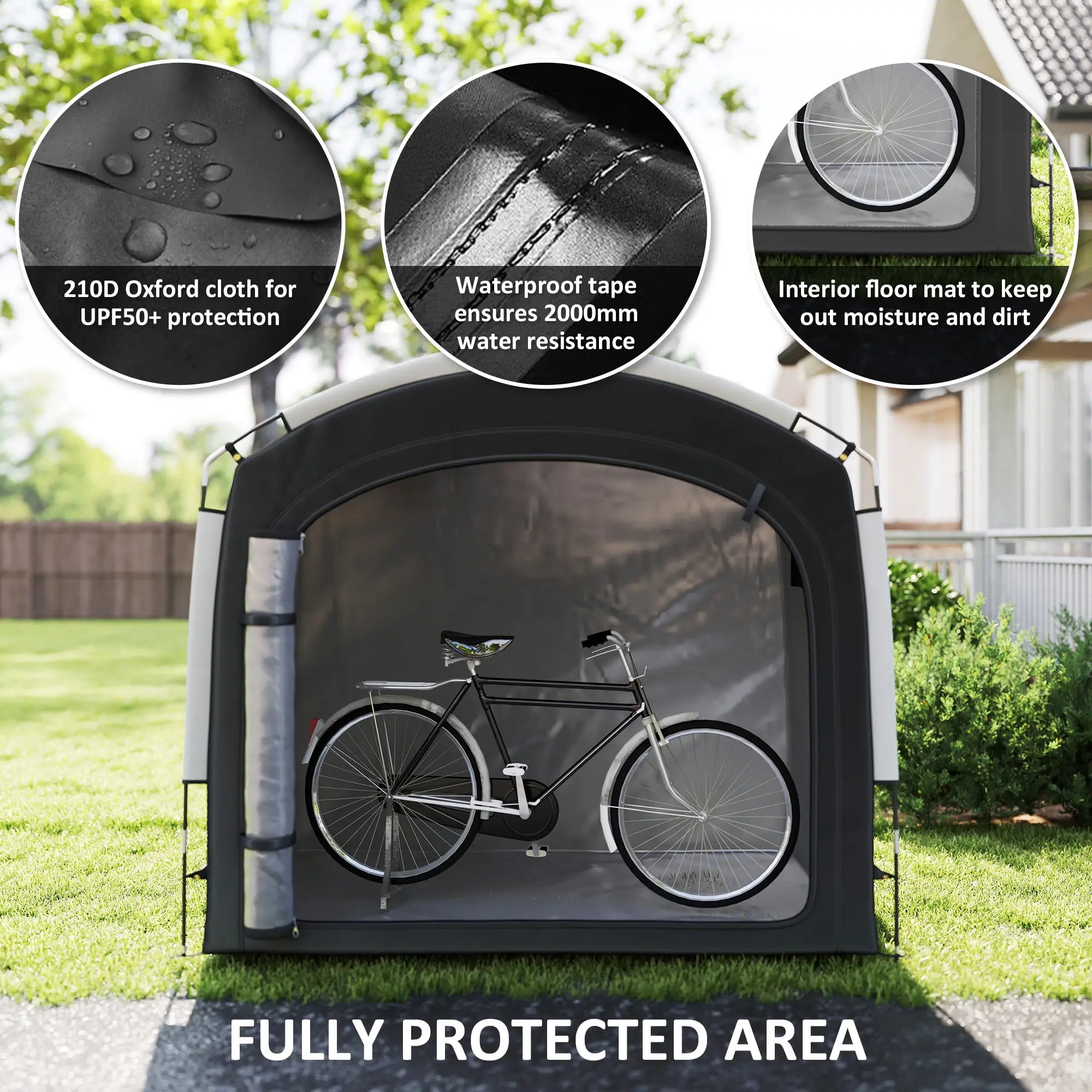 Bike Storage Shed Tent, Portable Waterproof, 210D Oxford Fabric, Black Car Shelters at Gallery Canada