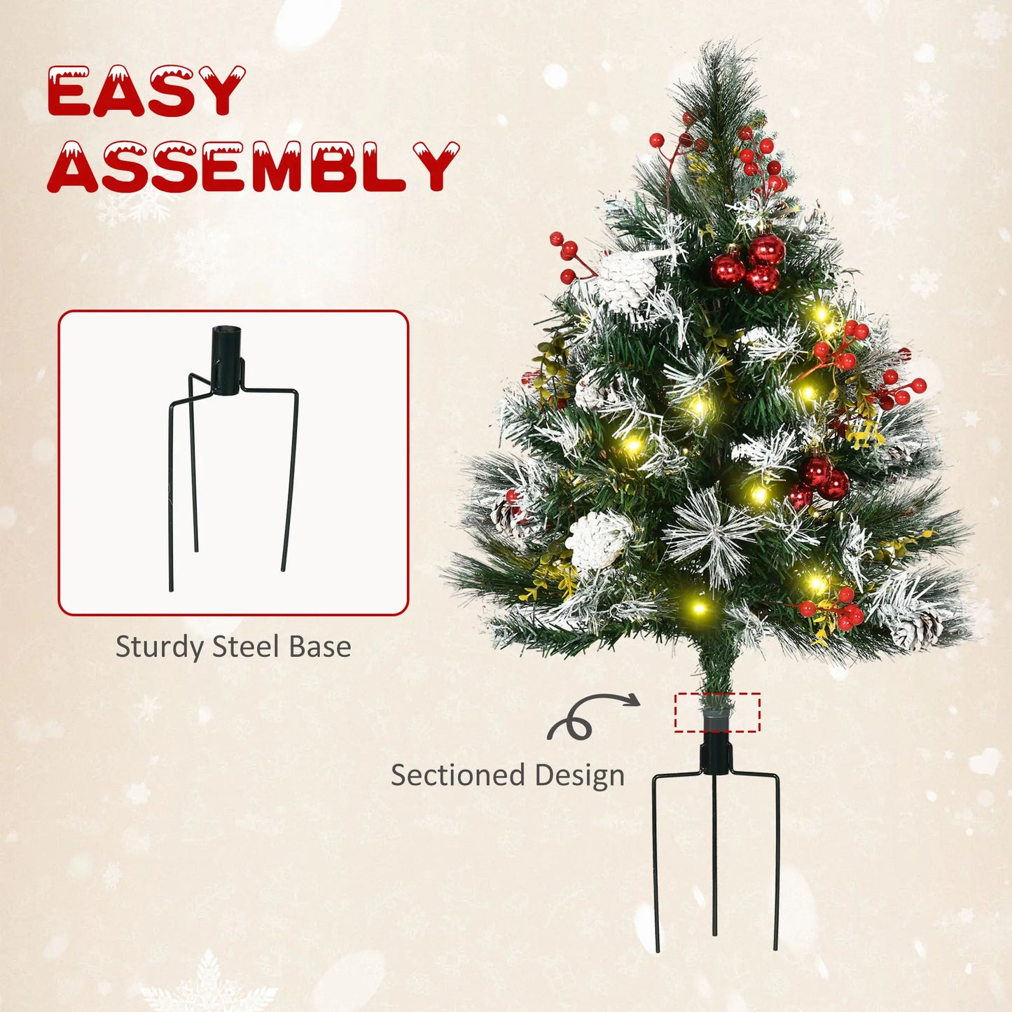 2 Foot Prelit Artificial Christmas Tree, 70 Branches, Warm White LED, Red Berries, Pine Cones, Green Pre Lit Christmas Trees at Gallery Canada