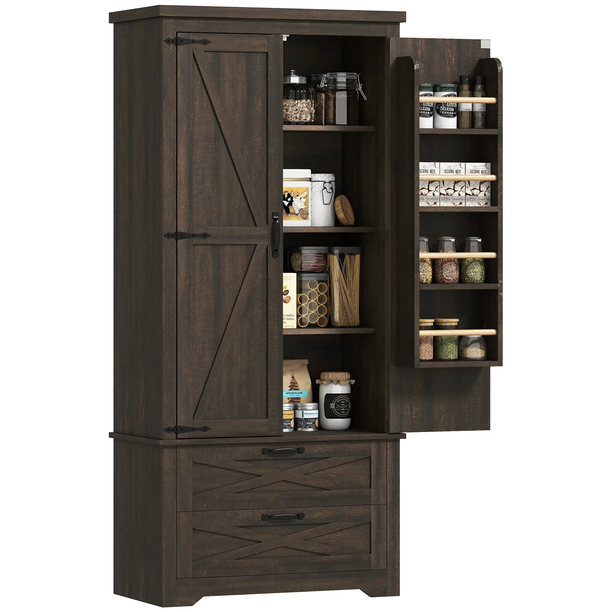 Farmhouse Kitchen Pantry Cabinet, 64