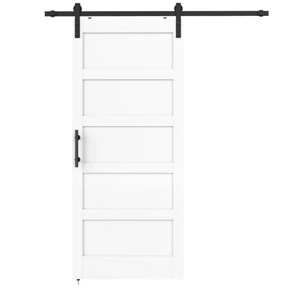 36"x84" Sliding Barn Door With Hardware Kit, White Wood Grain, White Door Hardware White Wood Grain at Gallery Canada