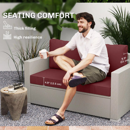 Outdoor Seat Cushions With Backrest, Loveseat Double Sofa, Wine Red Patio Chair Cushions at Gallery Canada