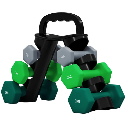 26 LBS Hex Dumbbell Set, Adjustable, Vertical Rack, Green