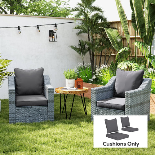 Seat Cushion Back Pillows Set of 2, Patio Chair Cushions, Dark Grey