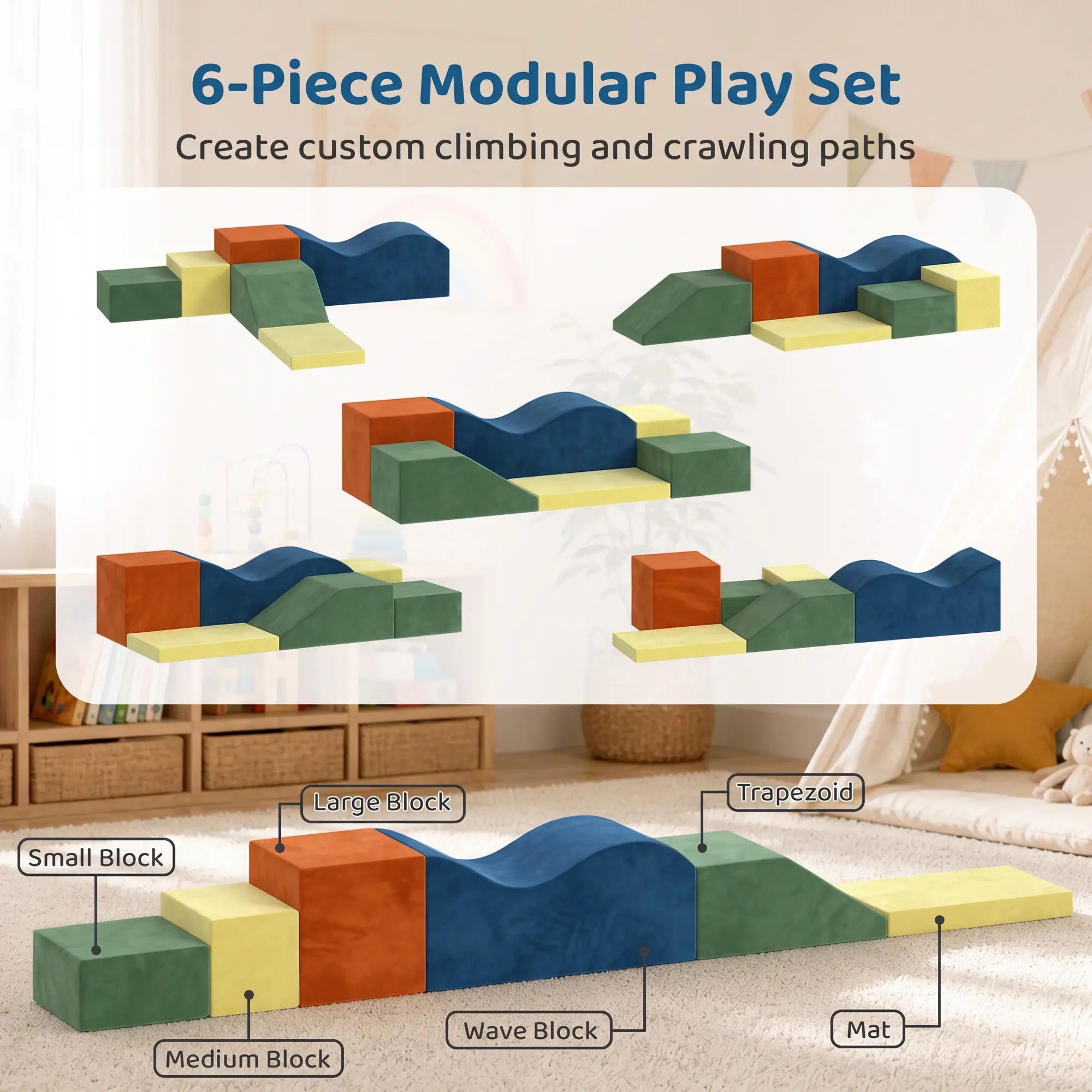 6PCS Kids Foam Climbing Blocks Set, Soft Play, Non-Slip Base Kids Gym & Playmats at Gallery Canada