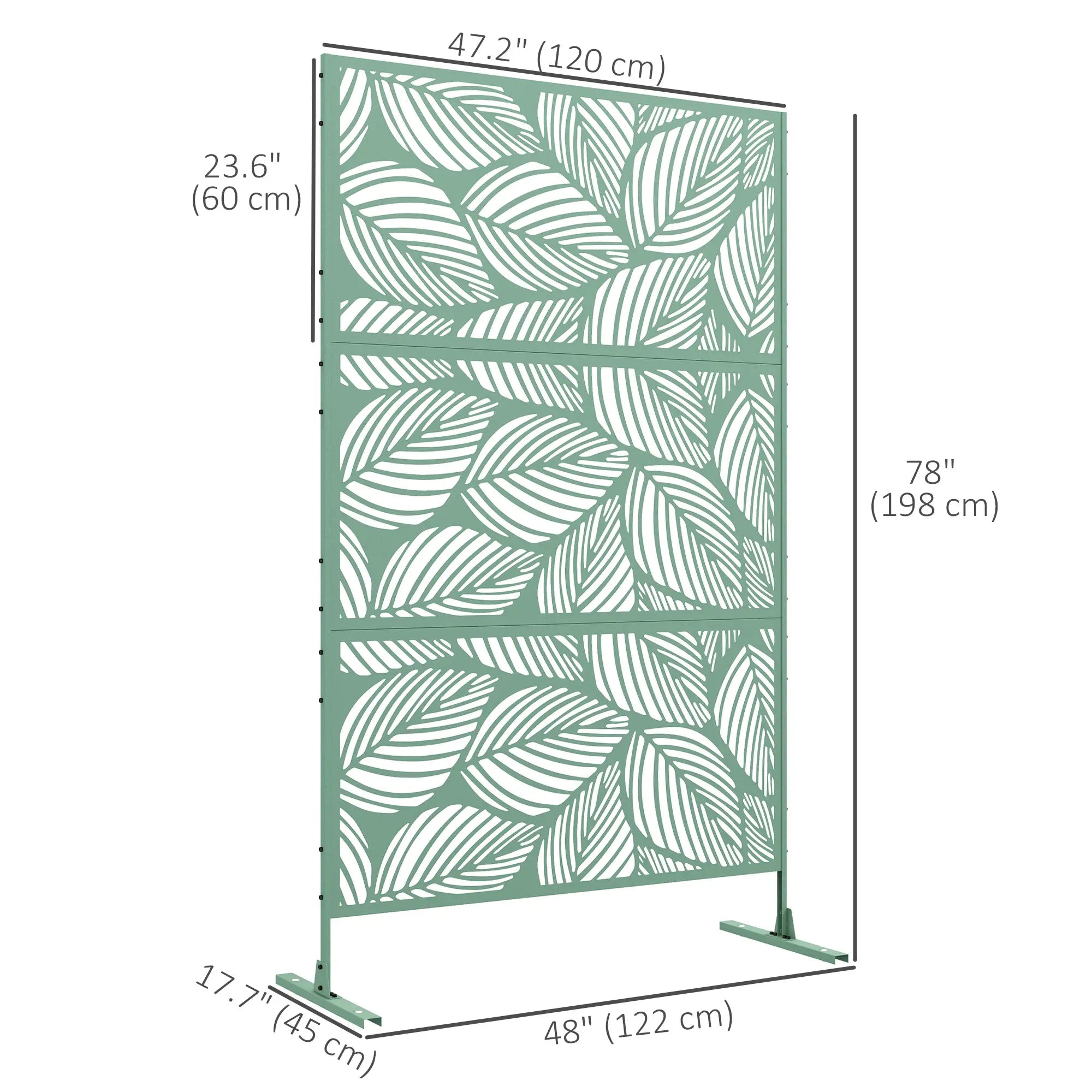 6.5FT Metal Privacy Screen, Leaf Style, Light Green Side Awnings at Gallery Canada