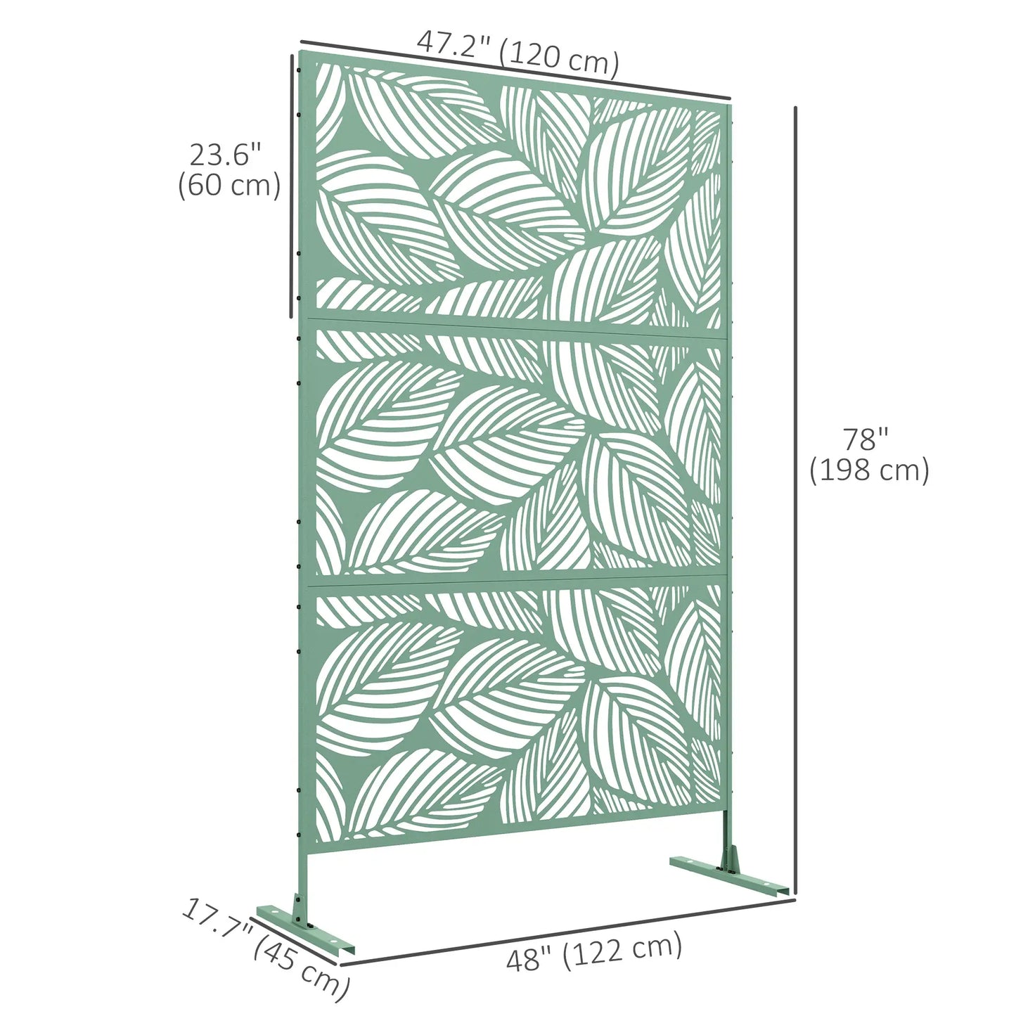 6.5FT Metal Privacy Screen, Leaf Style, Light Green Side Awnings at Gallery Canada