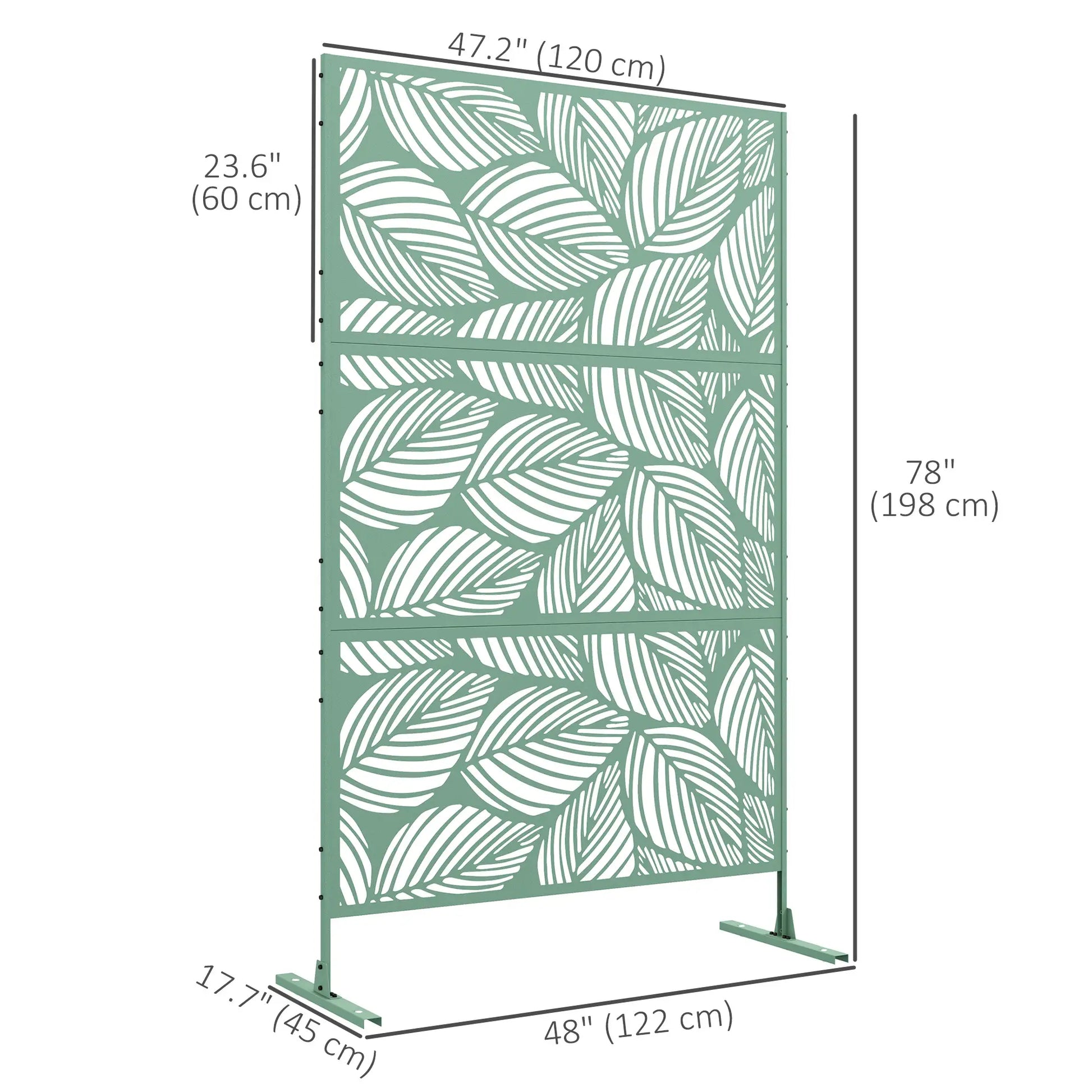 6.5FT Metal Privacy Screen, Leaf Style, Light Green Side Awnings at Gallery Canada