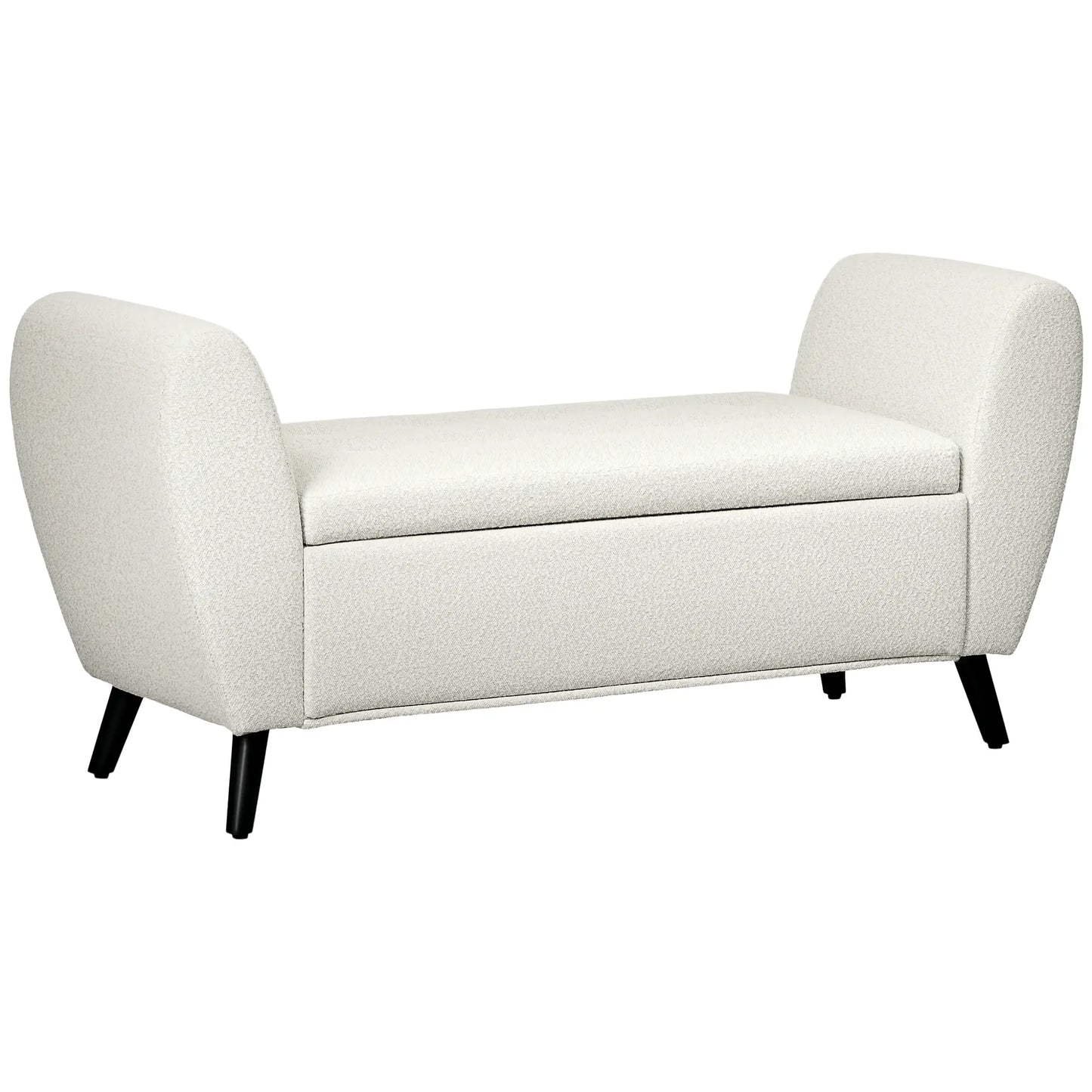 Upholstered Storage Bench with Arms, Modern Ottoman, Cream White Storage Ottomans & Benches Cream at Gallery Canada