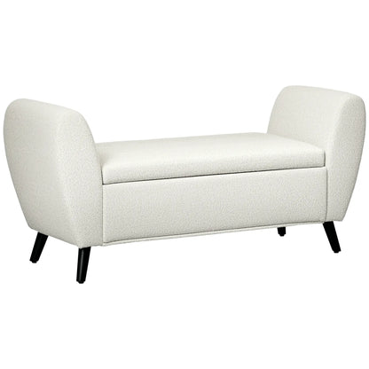 Upholstered Storage Bench with Arms, Modern Ottoman, Cream White Storage Ottomans & Benches Cream at Gallery Canada