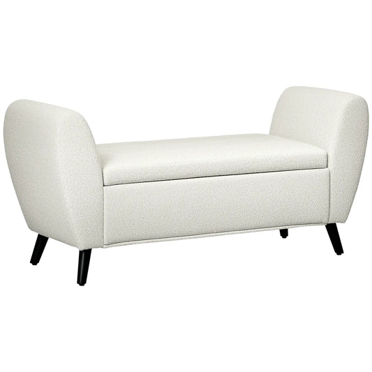 Upholstered Storage Bench with Arms, Modern Ottoman, Cream White Storage Ottomans & Benches Cream at Gallery Canada