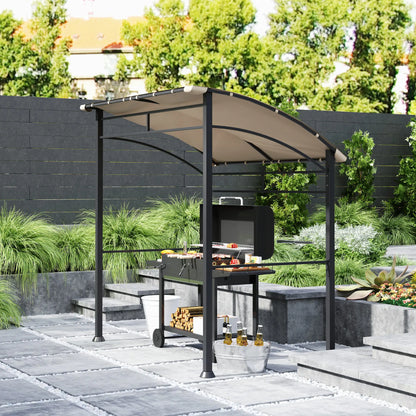 7' x 5' BBQ Grill Gazebo Tent, Steel Frame, Hooks, Khaki BBQ Grill Gazebos at Gallery Canada