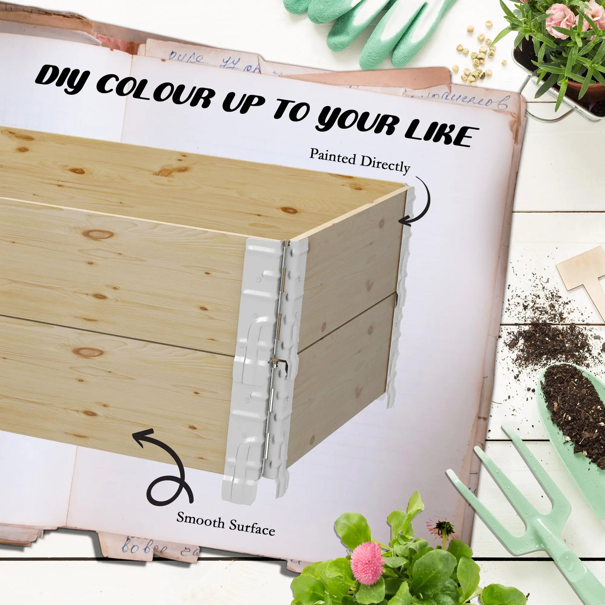 Raised Garden Bed, Foldable Wooden Planter, Outdoor Vegetables, Flowers, Herbs Wooden Planter Boxes at Gallery Canada