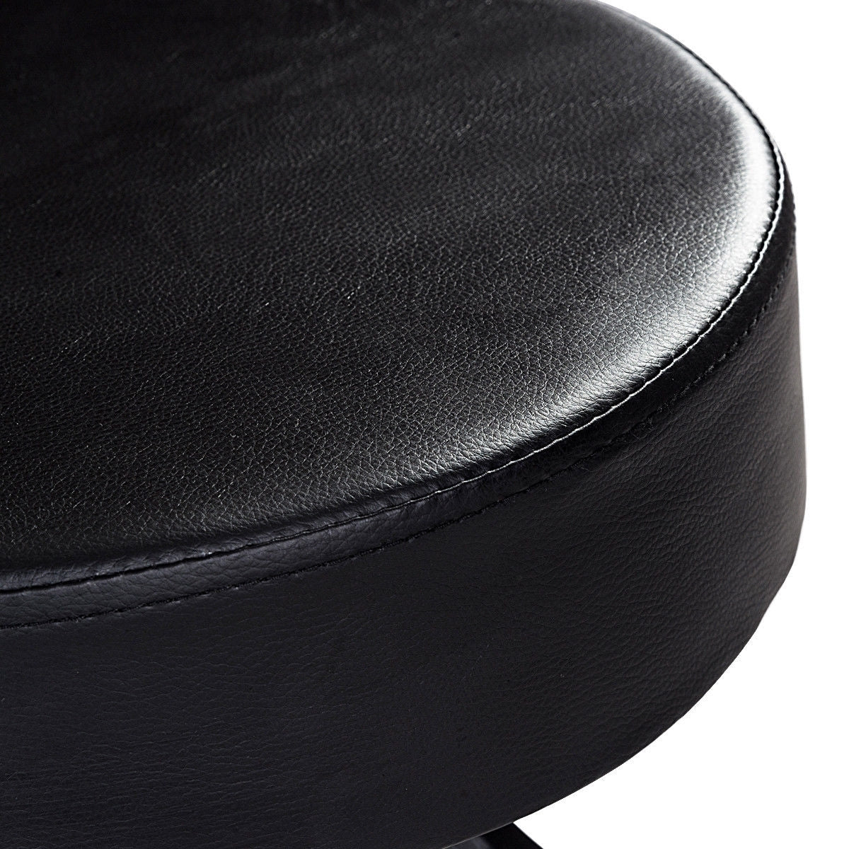 Adjustable Round Leather Swivel Bar Stool, Black