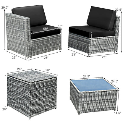 8 Piece Wicker Rattan Dining Set, With Storage Table, Black Outdoor Sectionals at Gallery Canada