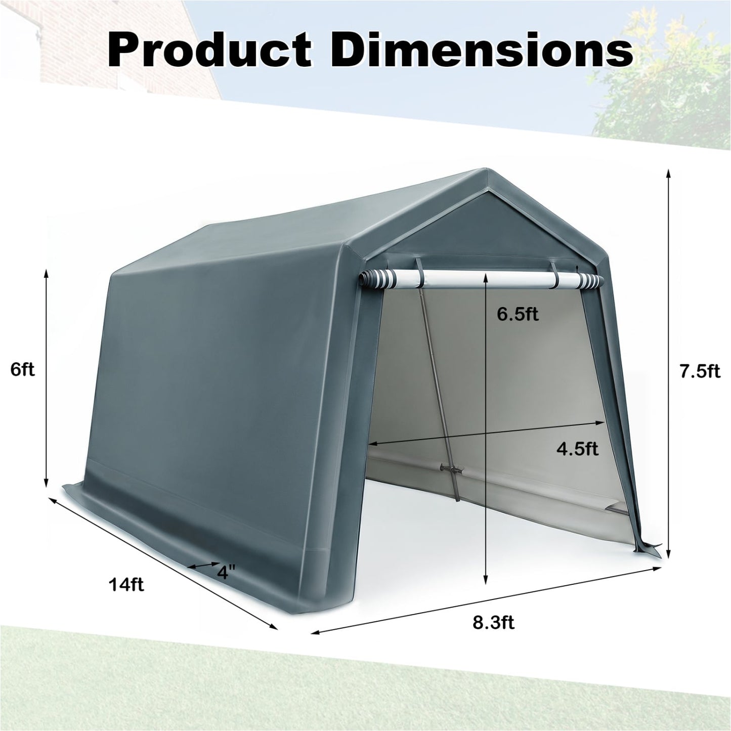 8.3x14 Ft Outdoor Storage Shed, Green