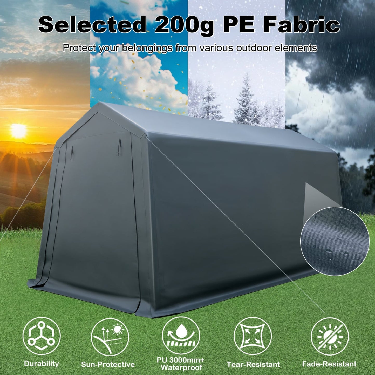 8.3x14 Ft Outdoor Storage Shed, Green