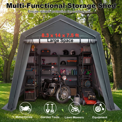 8.3x14 Ft Outdoor Storage Shed, Green