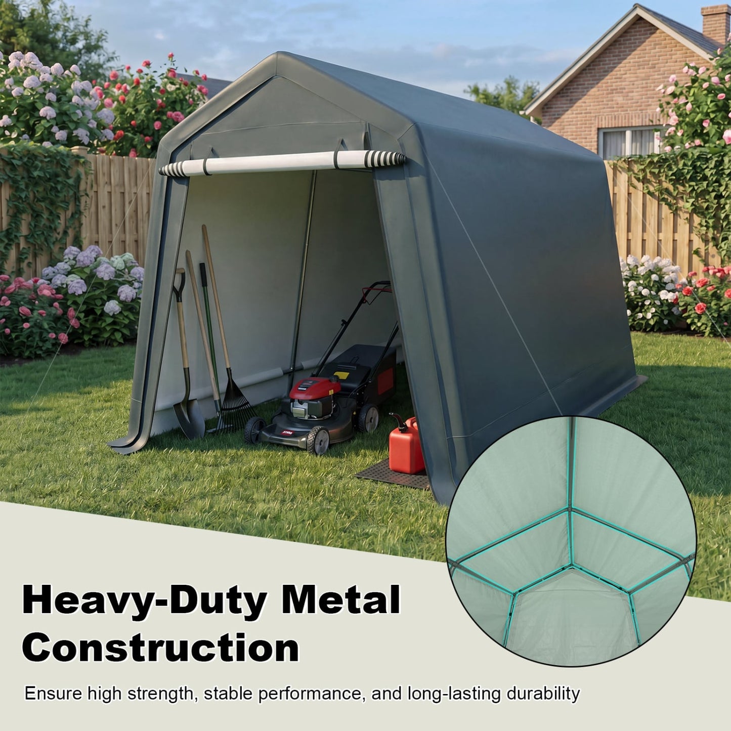 8.3x14 Ft Outdoor Storage Shed, Green