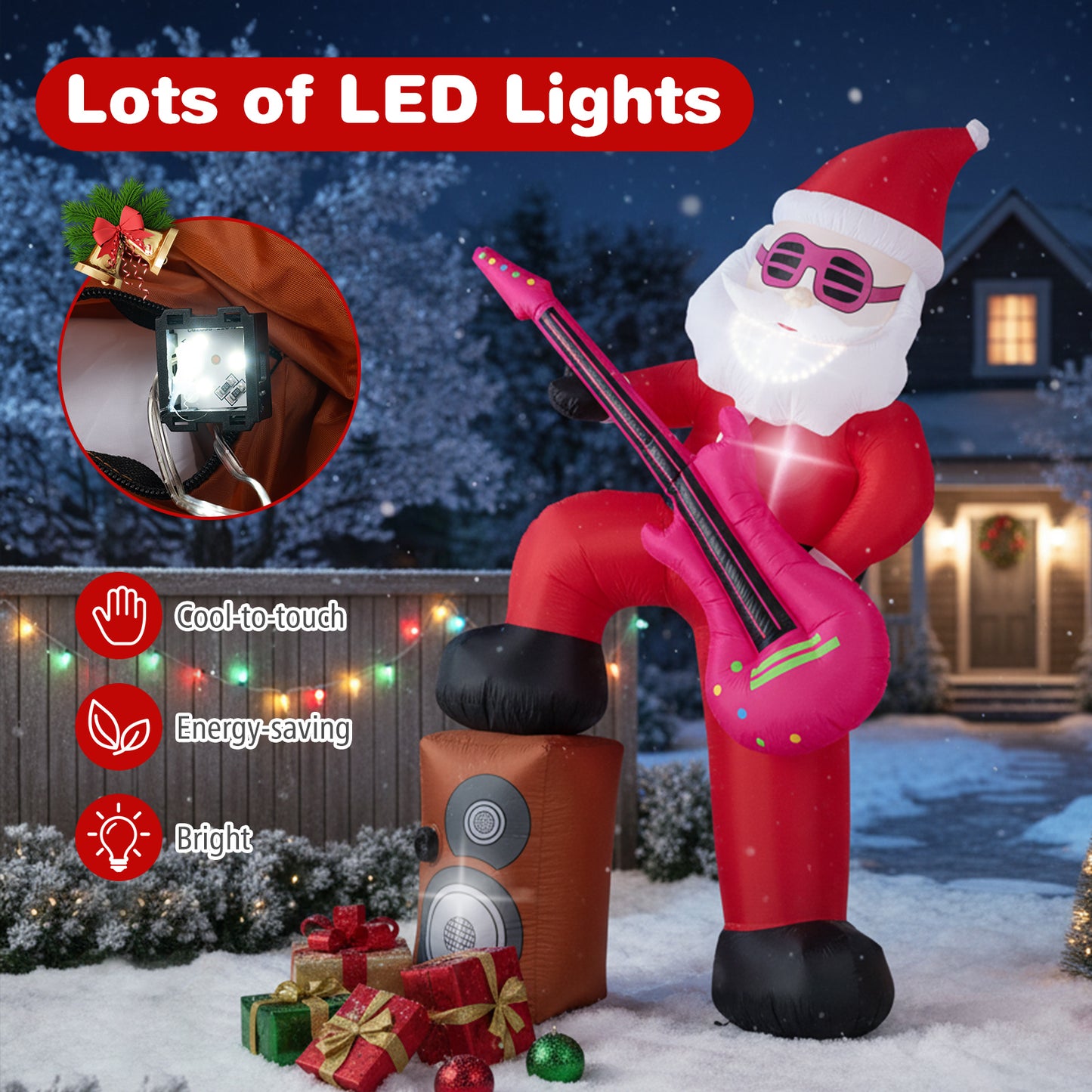 8.4 ft Inflatable Santa Claus with Sound-synced Light Effect and LED Lights Christmas Decor & Accessories at Gallery Canada