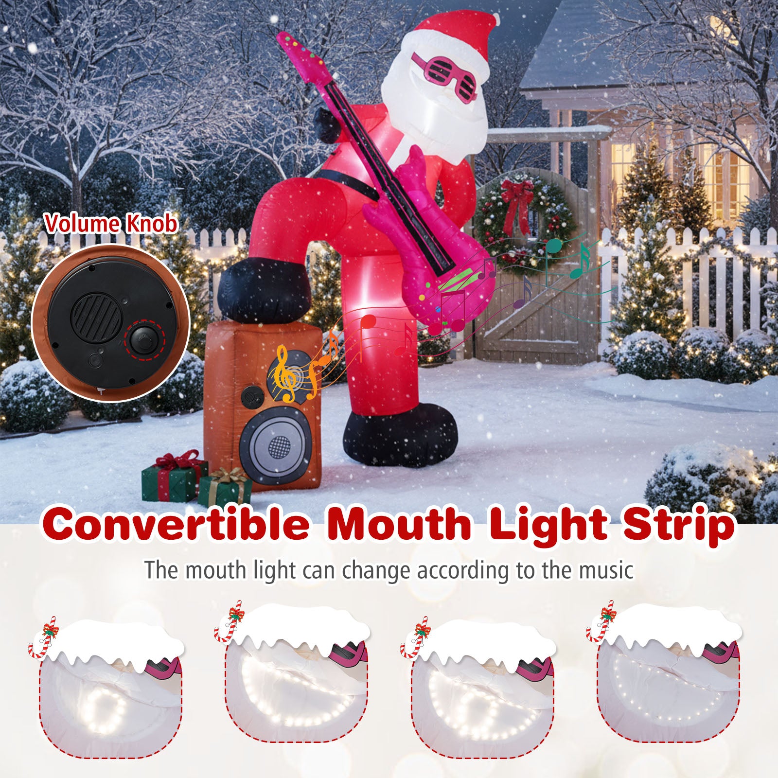 8.4 ft Inflatable Santa Claus with Sound-synced Light Effect and LED Lights Christmas Decor & Accessories at Gallery Canada