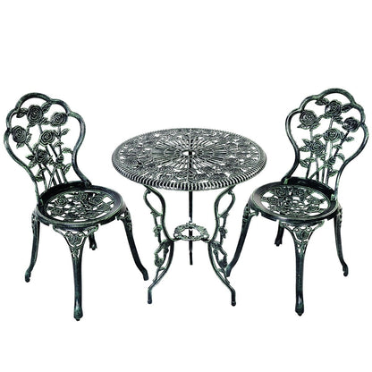 Outdoor Cast Aluminum Patio Furniture Set with Rose Design, Green Patio Conversation Sets Green at Gallery Canada