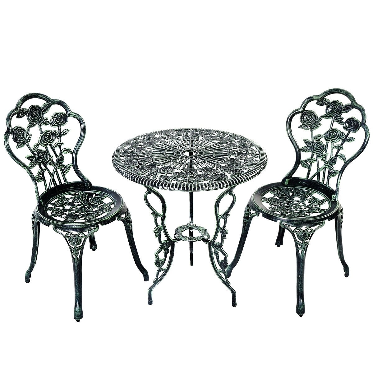 Outdoor Cast Aluminum Patio Furniture Set with Rose Design, Green Patio Conversation Sets at Gallery Canada