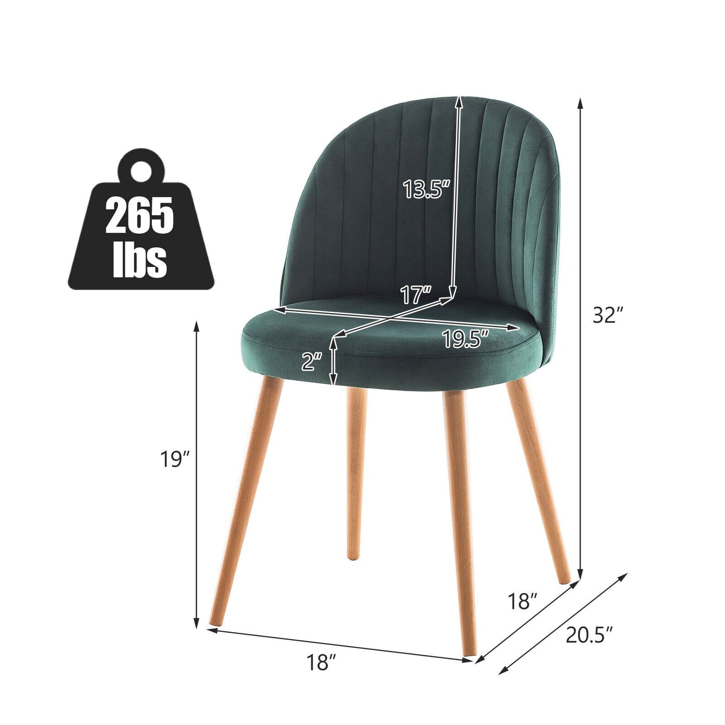 Modern Set of 2 Velvet Armless Chair for Living Room, Green - Gallery Canada
