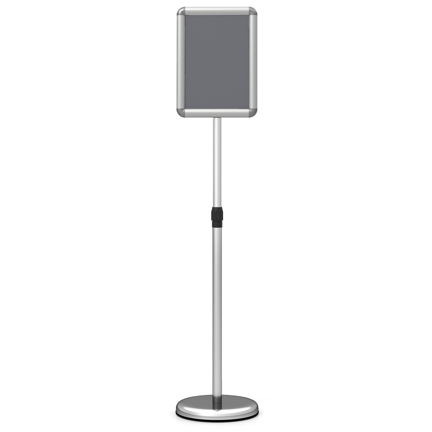 8.5X11Inch Sign Holder Stand, 360° Rotation, Snap-Open Frame, Silver