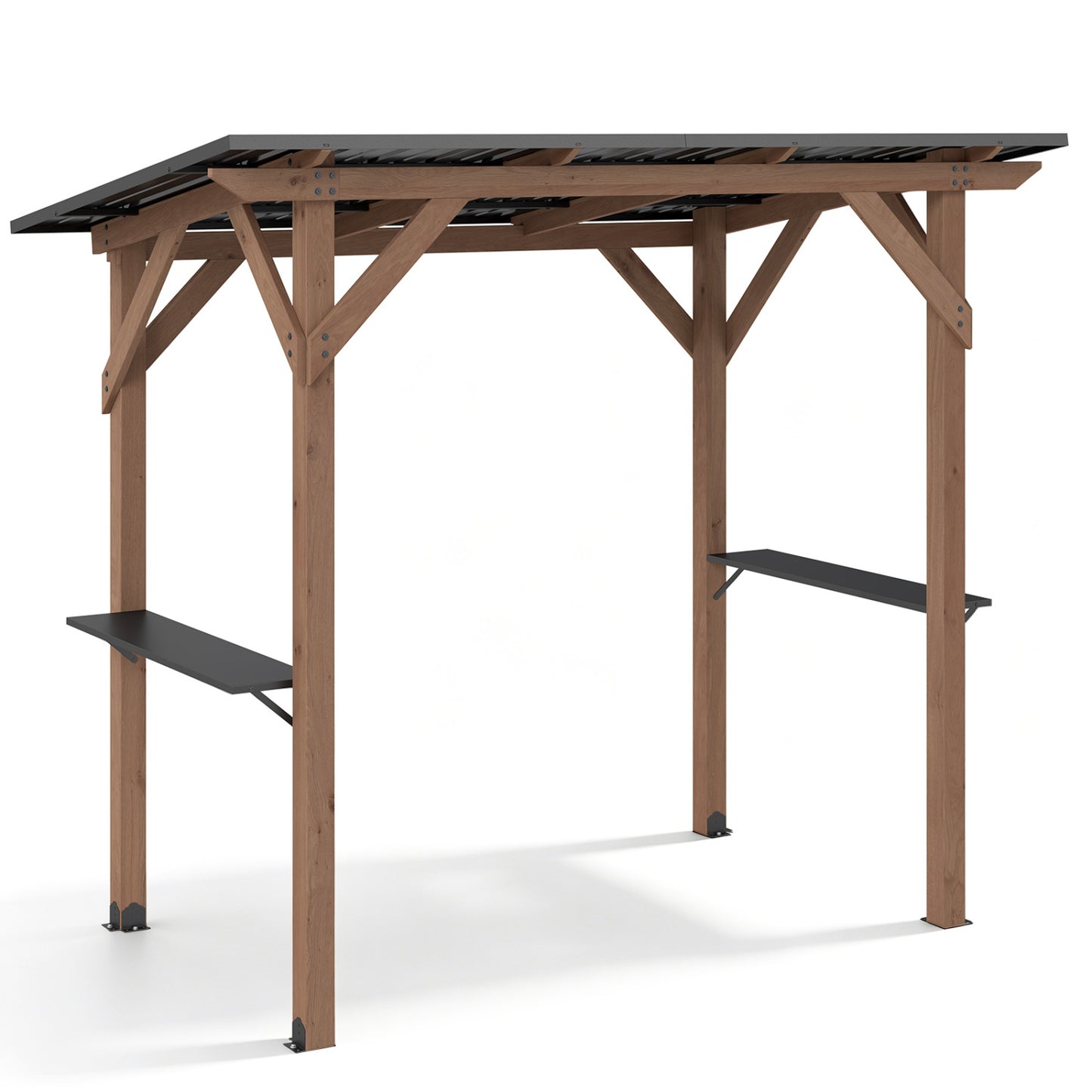 8.6 ft x 5 ft Cedar Wood BBQ Gazebo, Brown
