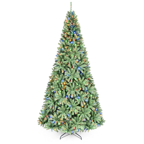 9FT Artificial Christmas Tree, Folding Stand, 2 Lighting Colors