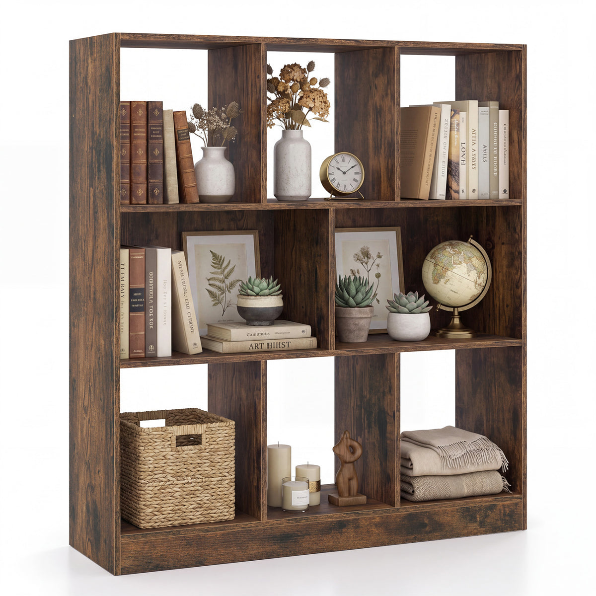 8-Cube Bookcase 3-Tier, Rustic Brown Bookcases at Gallery Canada