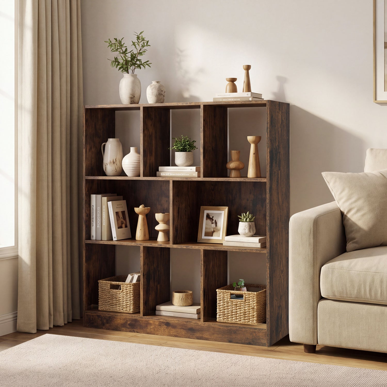 8-Cube Bookcase 3-Tier, Rustic Brown Bookcases at Gallery Canada