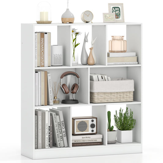 8-Cube 3-Tier Bookcase with 2-Sized Compartments, White Bookcases White at Gallery Canada