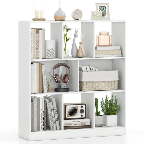 8-Cube Bookcase 3-Tier, Living Room, White