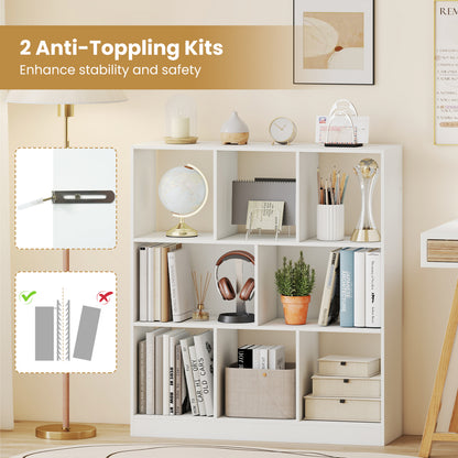 8-Cube Bookcase 3-Tier, Living Room, White