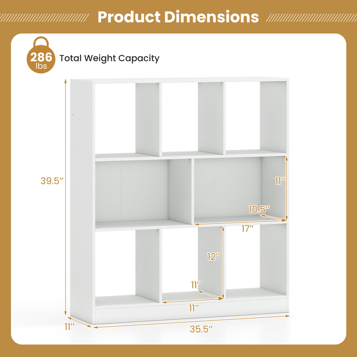 8-Cube Bookcase 3-Tier, Living Room, White