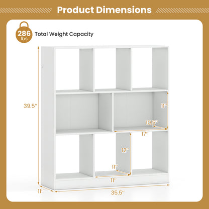 8-Cube Bookcase 3-Tier, Living Room, White