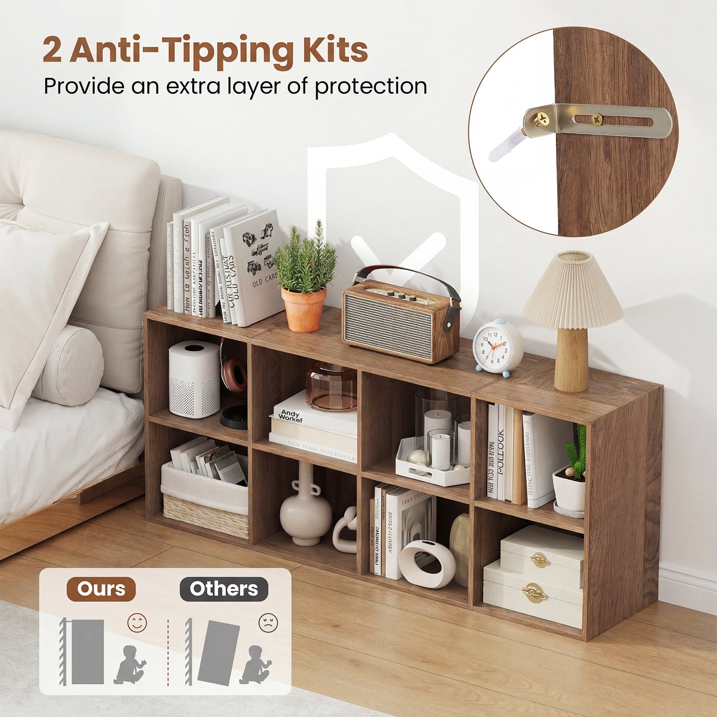 8-Cube Bookcase Bookshelf, Storage Organizer, Natural Bookcases at Gallery Canada