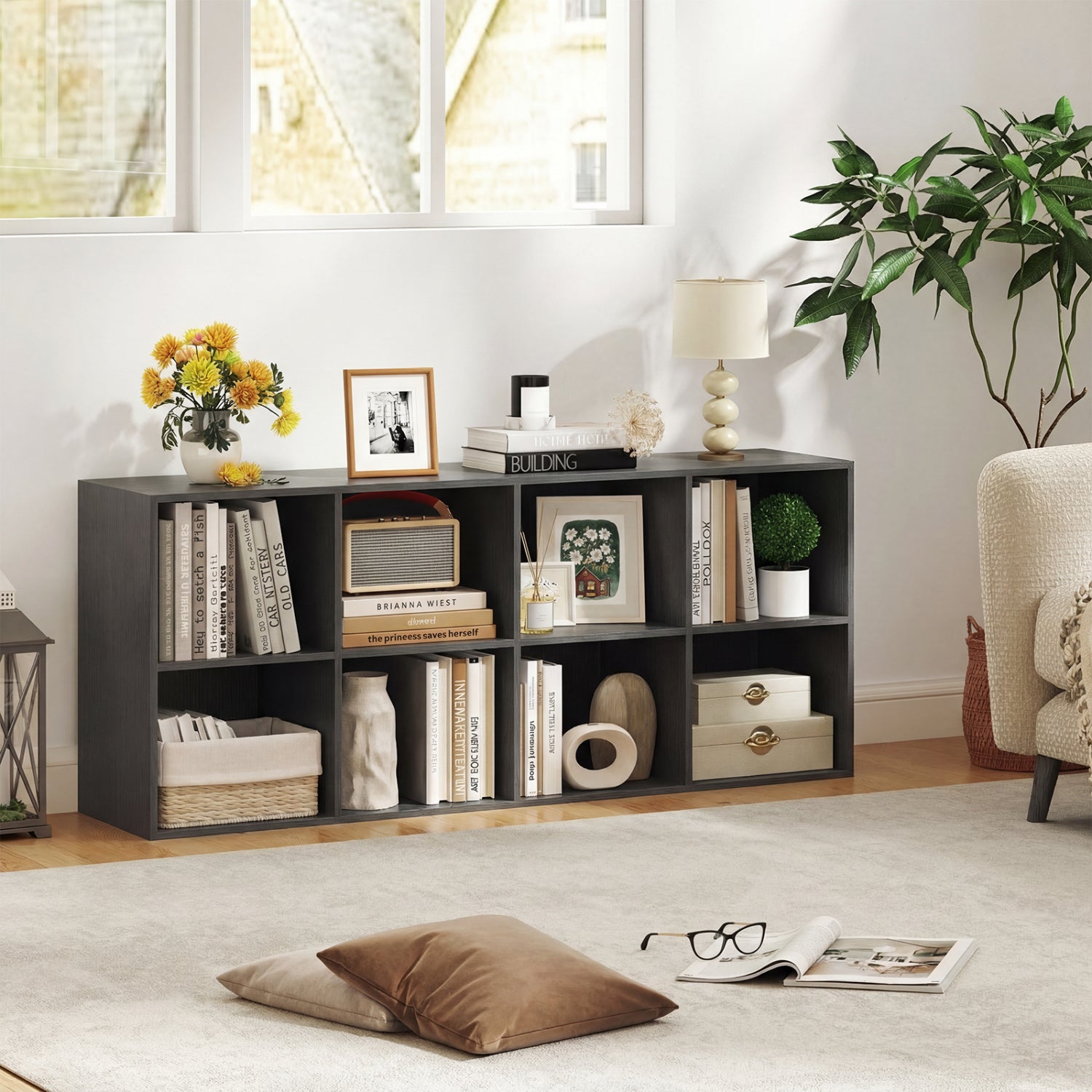 8-Cube Bookcase Bookshelf, Storage Organizer, Black Bookcases at Gallery Canada
