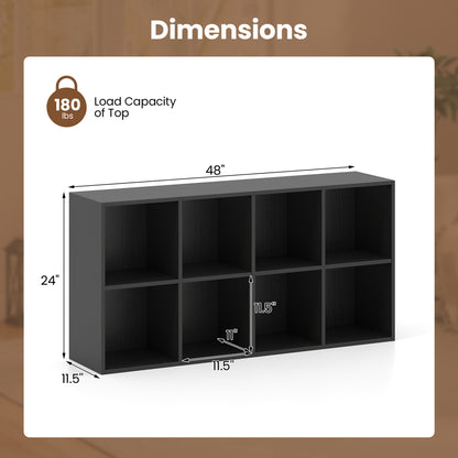8-Cube Bookcase Bookshelf, Storage Organizer, Black Bookcases at Gallery Canada