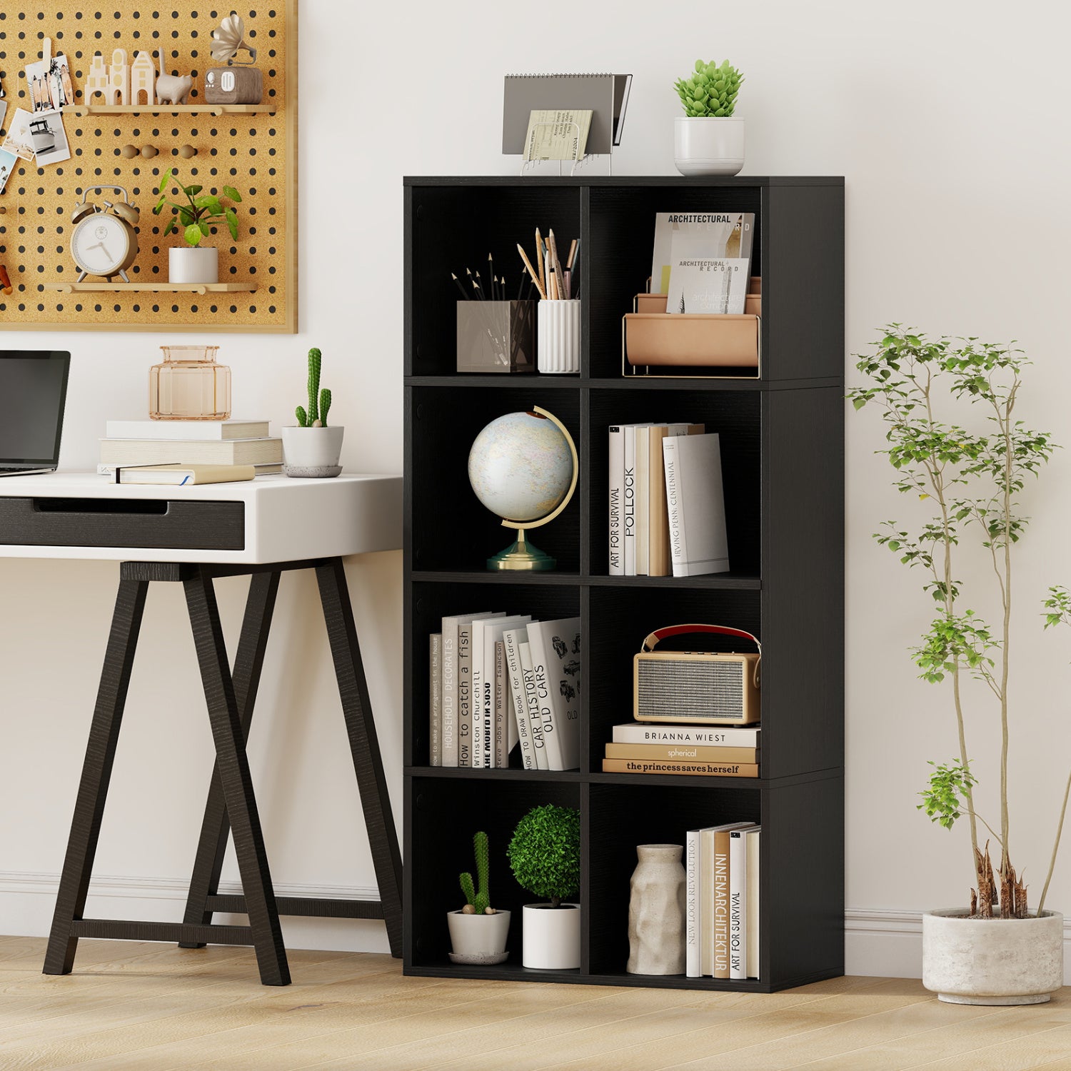 8-Cube Bookcase Bookshelf, Storage Organizer, Black Bookcases at Gallery Canada
