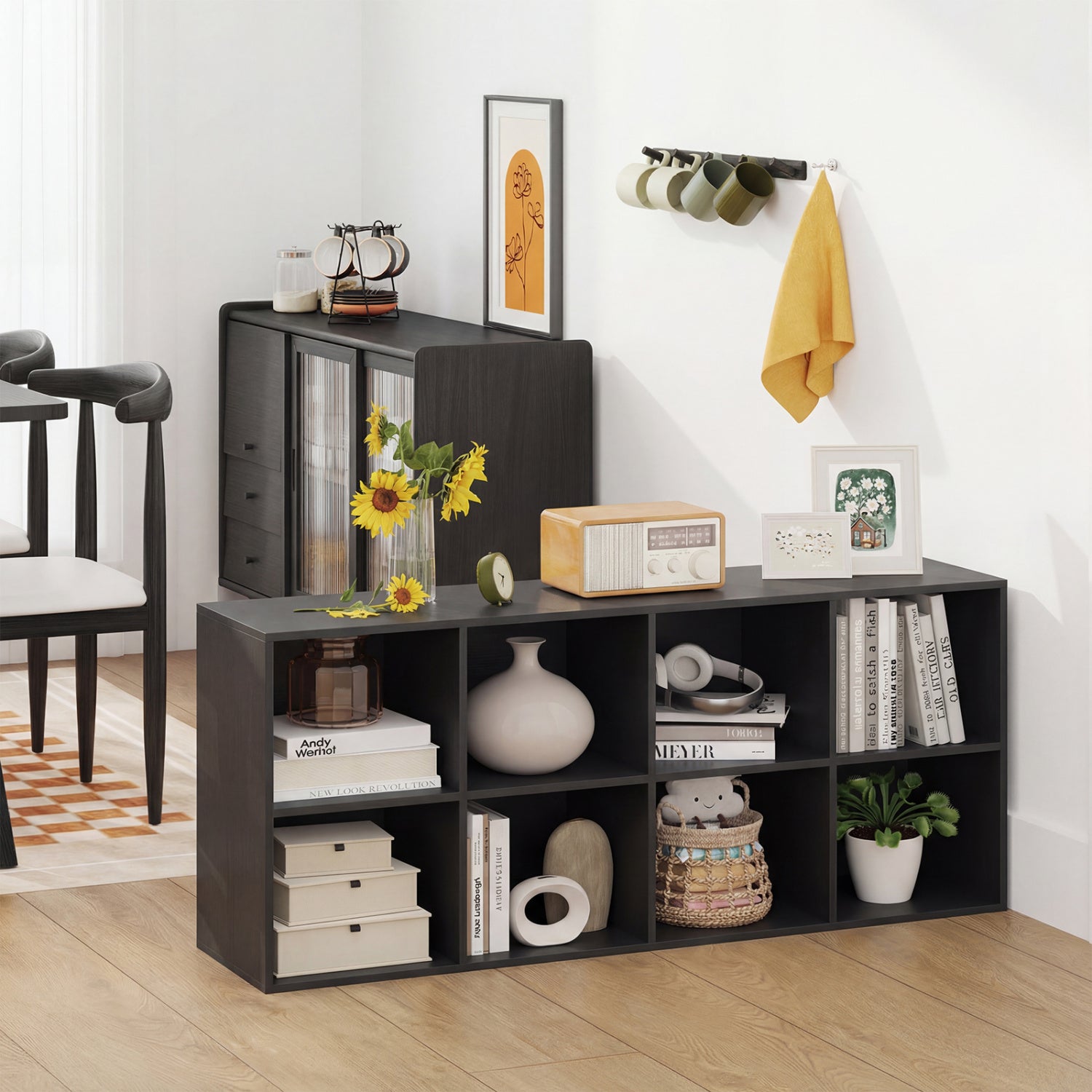 8-Cube Bookcase Bookshelf, Storage Organizer, Black Bookcases at Gallery Canada
